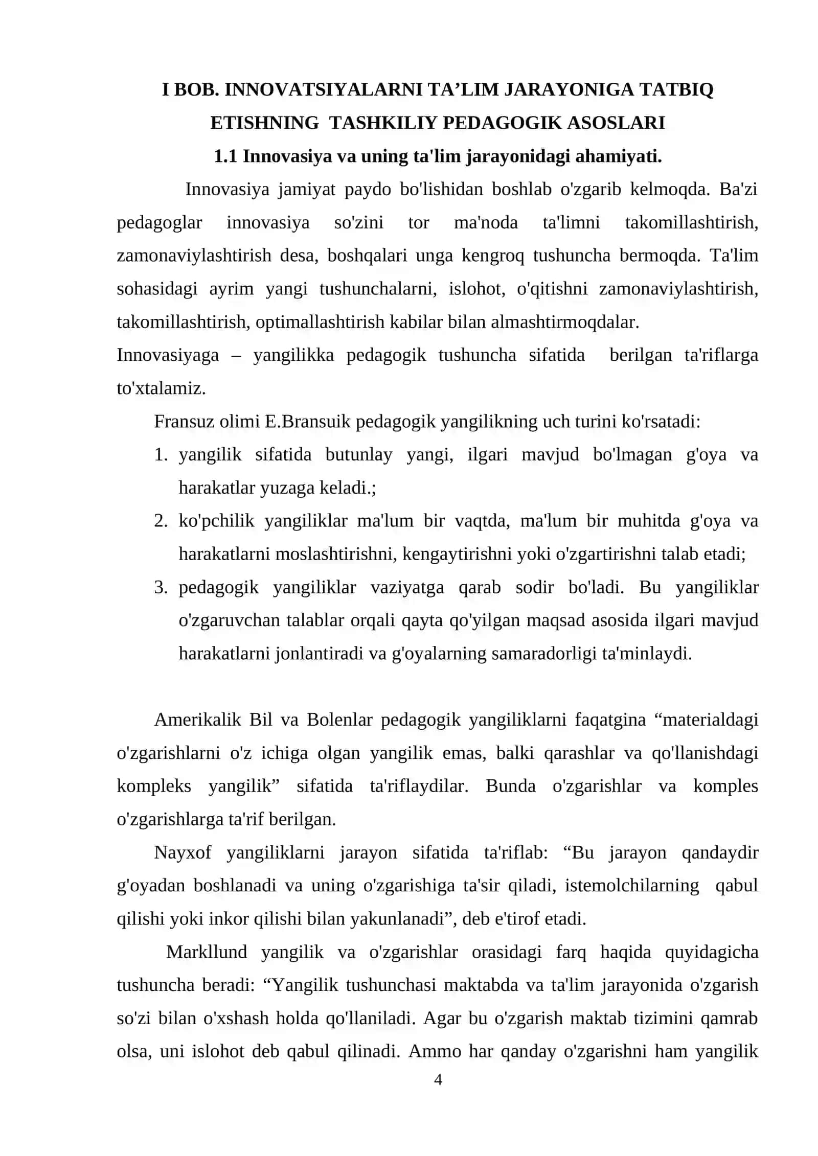 TA'LIMIDA INNOVATSION JARAYONLARNING O'ZIGA XOSLIGI. INNOVATSION TA’LIMDA TEXNOLOGIK JARAYONLARNING BOSQICHLARI 4