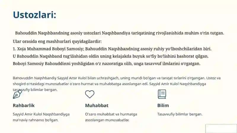 Naqshbandiya tariqatining asosiy prinsiplari 4