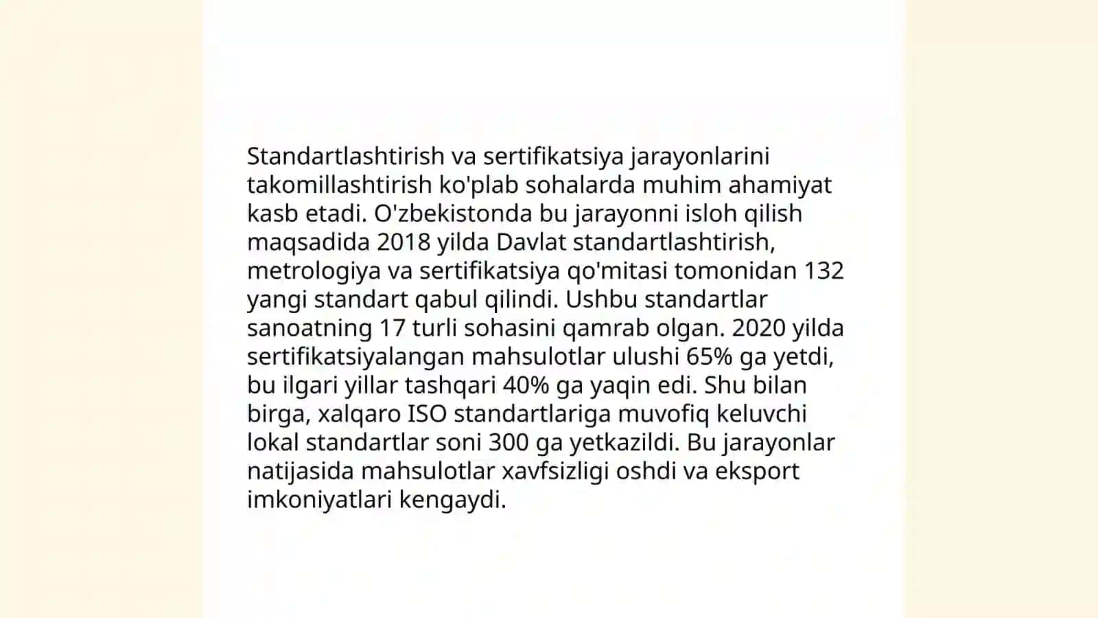 O'zbekistonning texnik jihatdan tartibga solish tizimini rivojlantirish yo'nalishlari 4