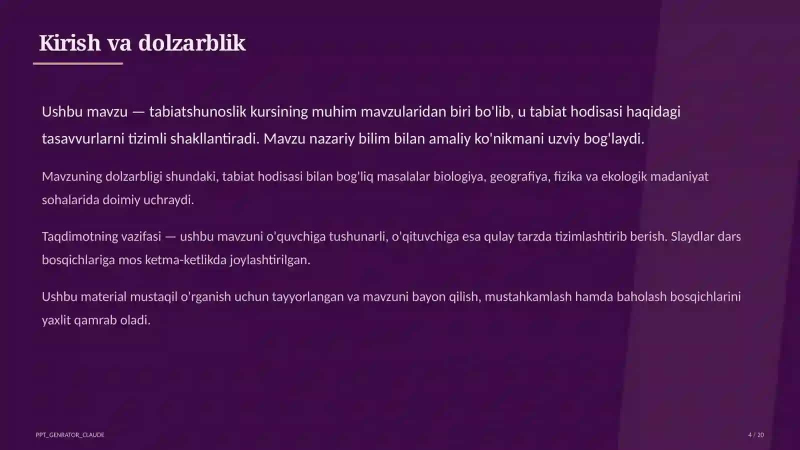O'zbekistonning tabiiy zonalari: cho'l, tog', vodiy (4-sinf) 4