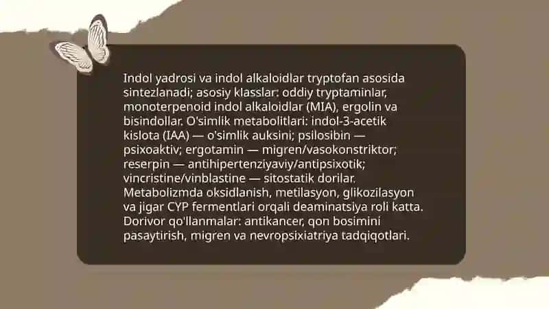 Biologik muxim geterosiklik birikmalar asosidagi metabolitlar va dorivor vositalar 4