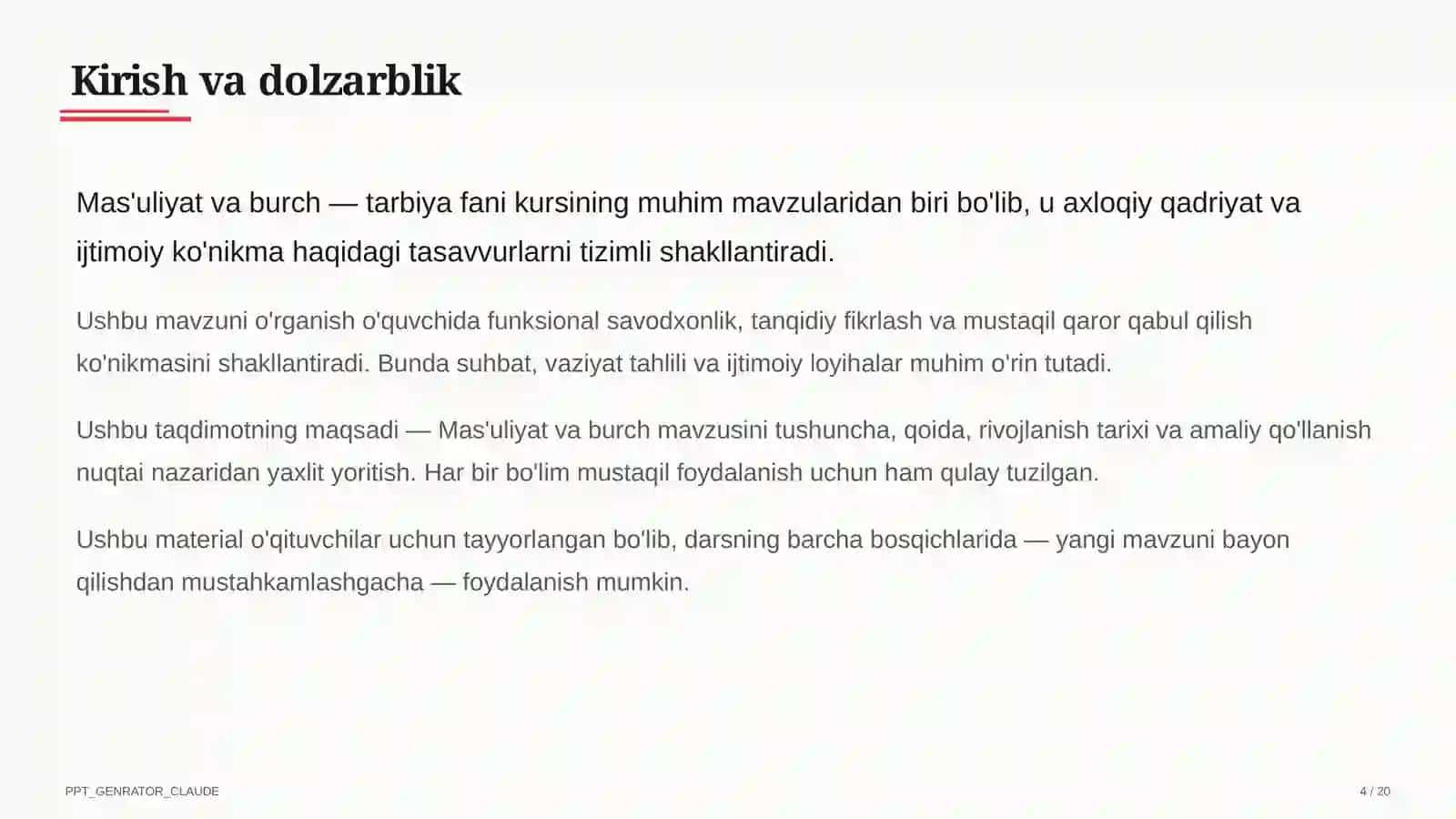 Mas'uliyat va burch (6-sinf) 4