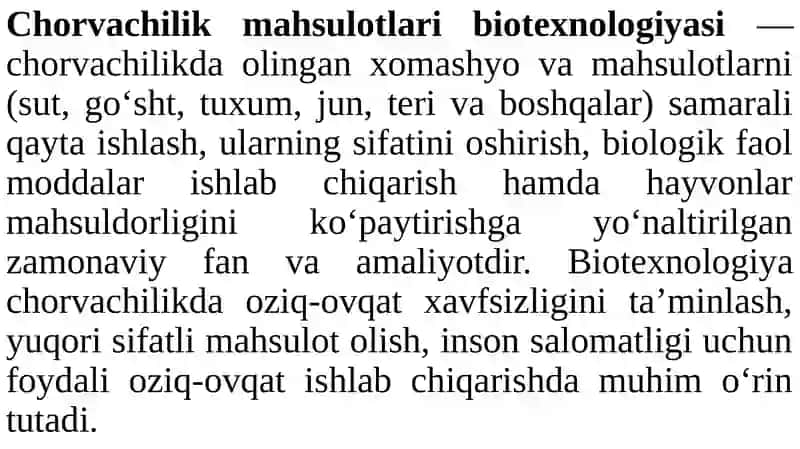 Chorvachilik mahsulotlari biotexnologiyasi 4