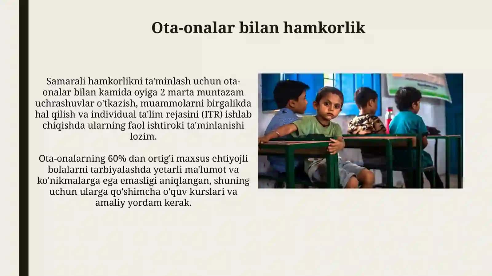 Alohida talimga ehtiyoji bor bolalar talim-tarbiyasini tashkilqilishmasalalari 4