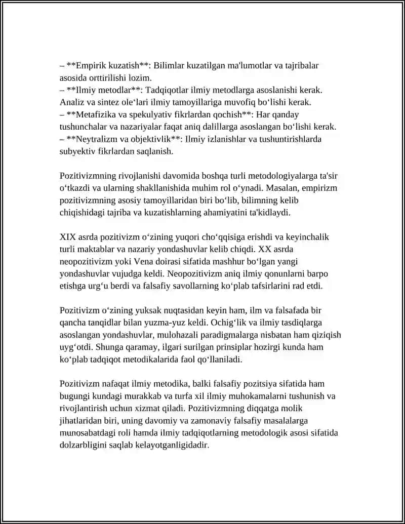 POZITIVIZM, PSIXOLOGIZM, NEOPOZITIVIZM, EMPIRIZM, STRUKTURAVIY-FUNKSIONALIZM METODOLOGIYALARI 4
