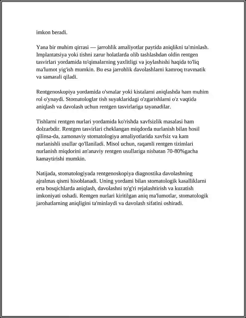 RENTGENOSKOPIYANING STOMATOLOYADAGI ORNI 4
