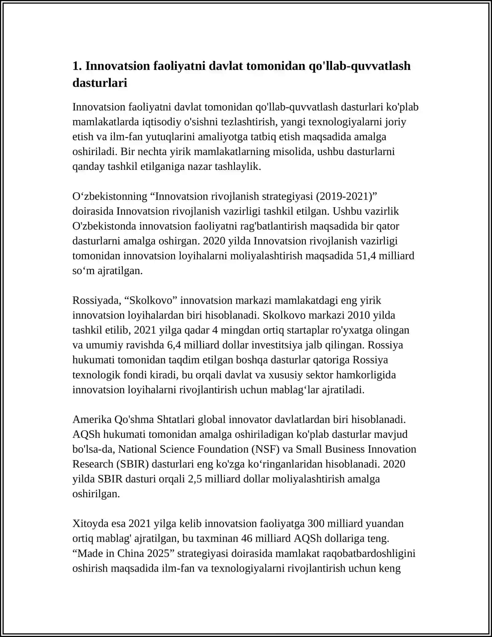 INNOVATSION FAOLIYATNI TARTIBGA SOLISH SOXASIDA DAVLAT SIYOSATI VA DASTAKLARI 4