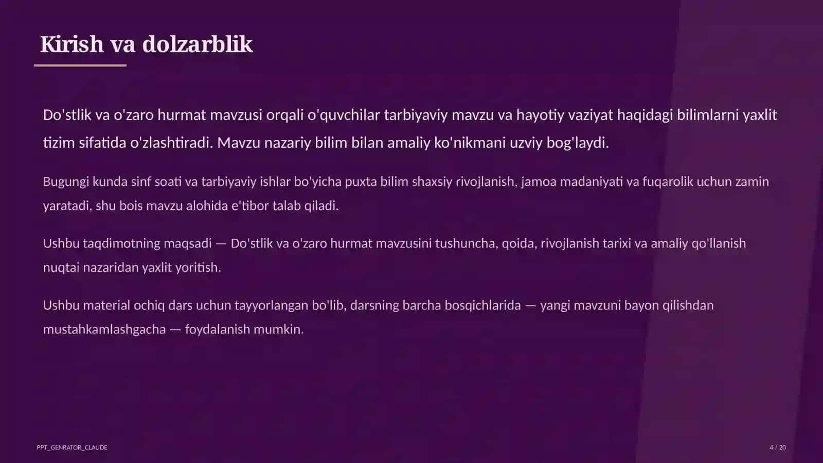 Do'stlik va o'zaro hurmat 4