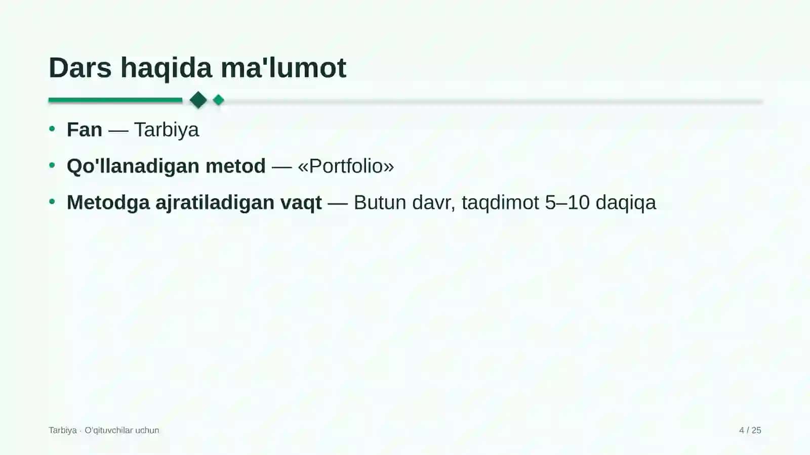 tarbiya darslarida portfolio metodidan foydalanish 6768 4