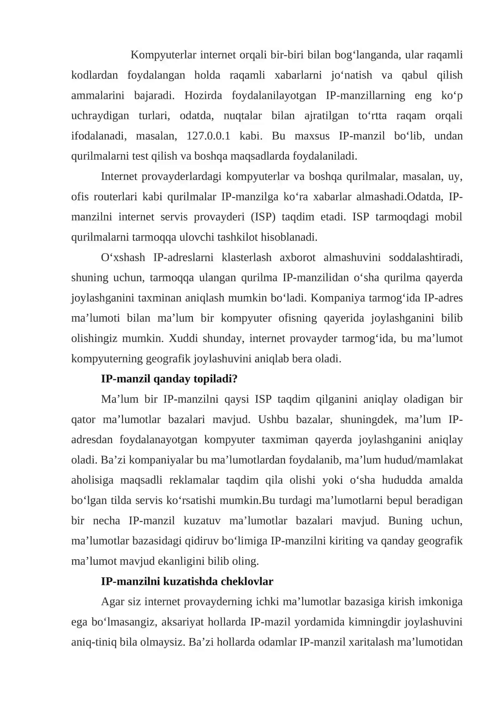 IP-adreslardan foydalangan holda xostlarni adreslash 4