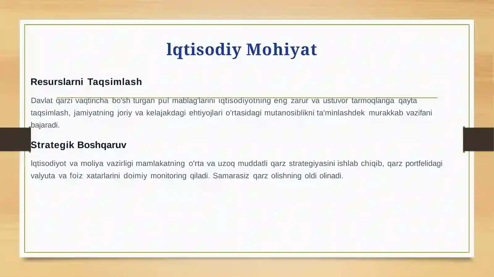 Mamlakat iqtisodiyotini moliyaviy sog‘lomlashtirishda ichki va tashqi qarzlar ijobiy natijalarining ahamiyati 4