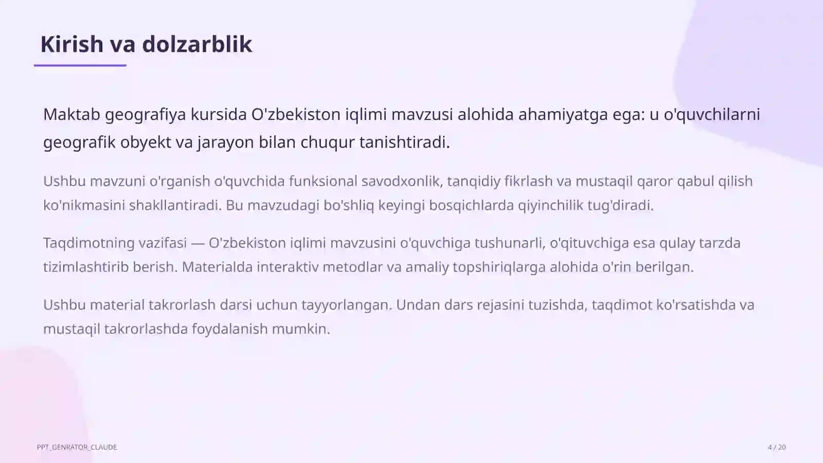 O'zbekiston iqlimi (8-sinf) 4