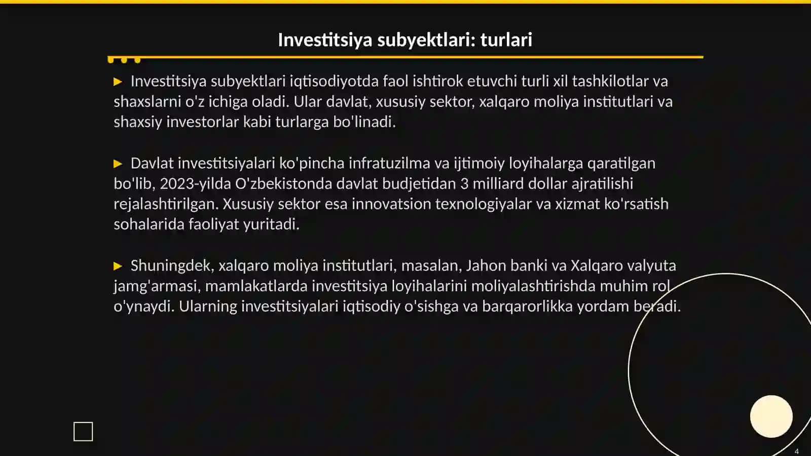 Investitsion jarayonning subyektlari va obyektlari 4