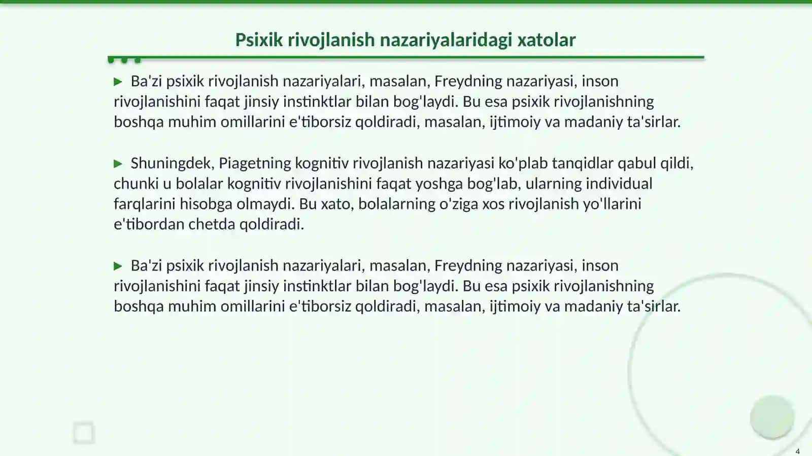 Psixik rivojlanish haqidagi yanglish konsepsiyalarining tanqidi 4
