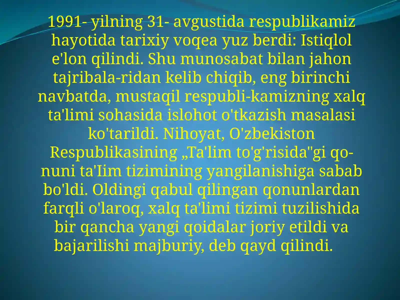 XALQ TA'LIMI TIZIMI RESPUBLIKAMIZ IJTIMOIY-IQTISODIY VA MADANIY RIVOJLANTIRISHDA USTUVOR SOHA 4