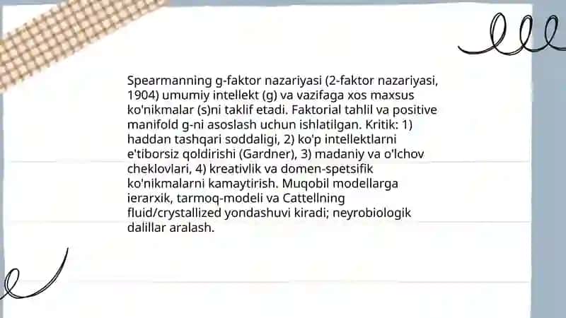 Intellekt va kreativlik nazariyalari tahlili 4