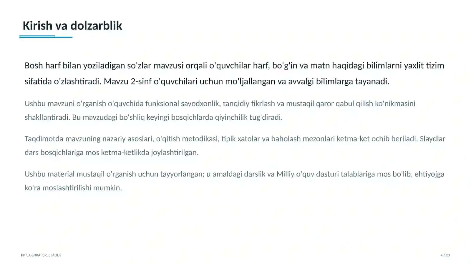 Bosh harf bilan yoziladigan so'zlar (2-sinf) 4