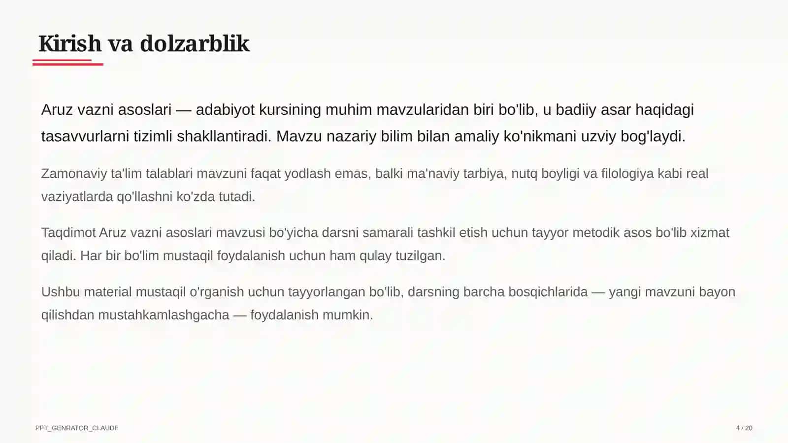 Aruz vazni asoslari (9-sinf) 4