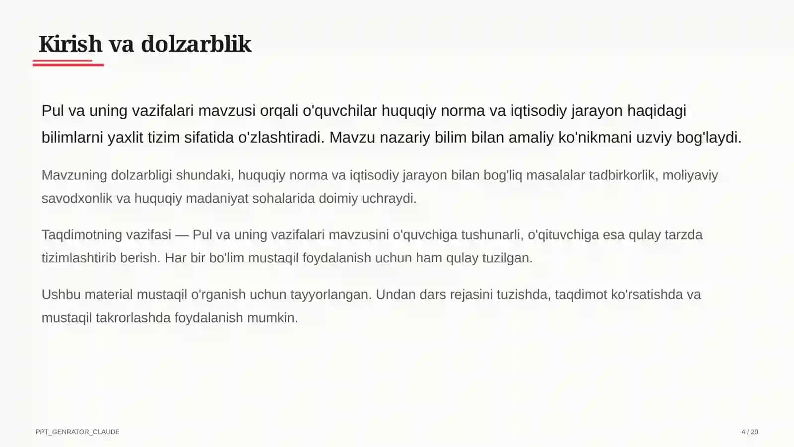 Pul va uning vazifalari (9-sinf) 4