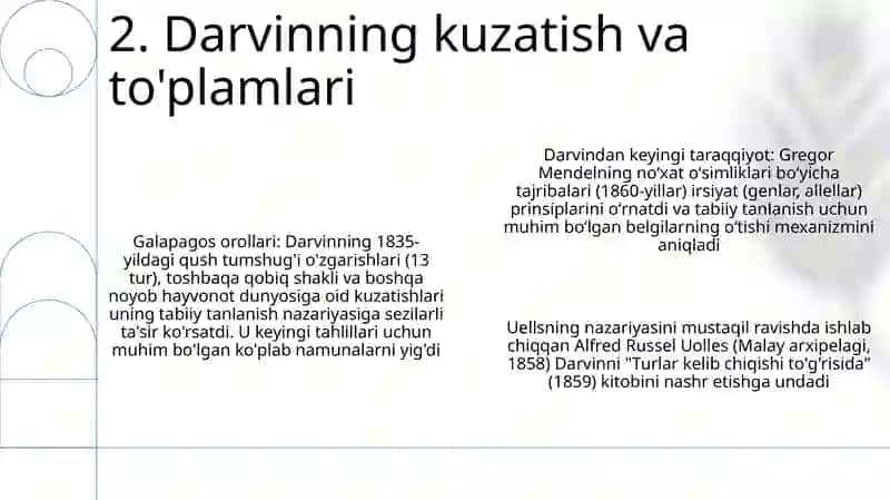 Ch. Darvin va boshqa olimlarning evolutsiyaga qoshgan hissalari 4