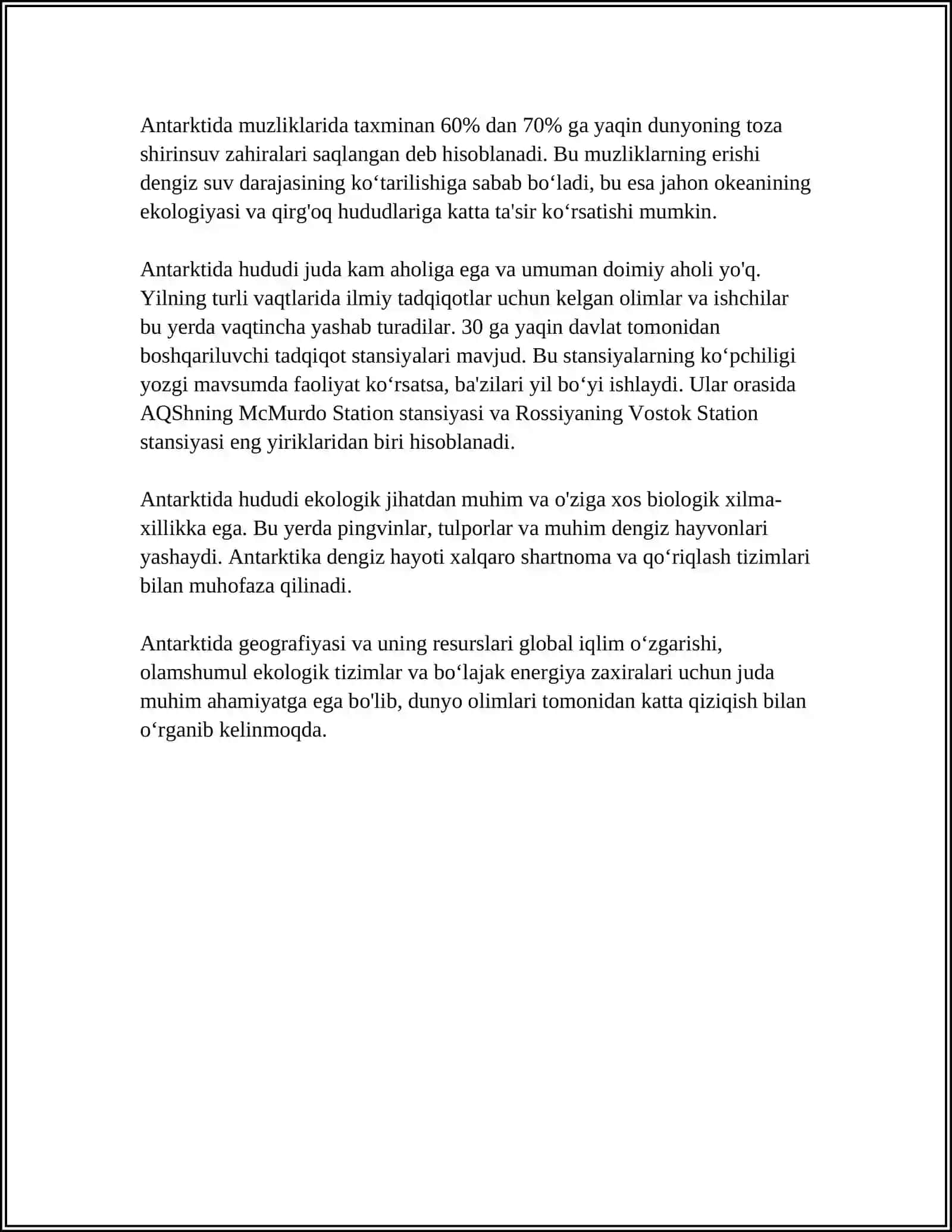 ANTARKTIDA HAQIDAGI SLIDE 4