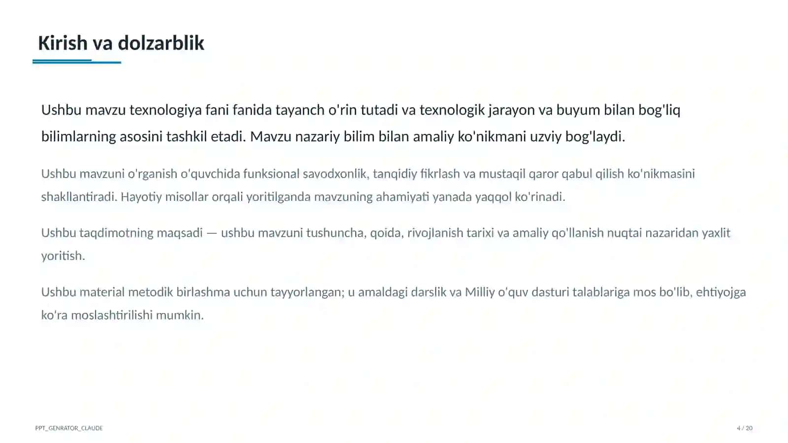 Ishlab chiqarish texnologiyalari va avtomatlashtirish (10-sinf) 4