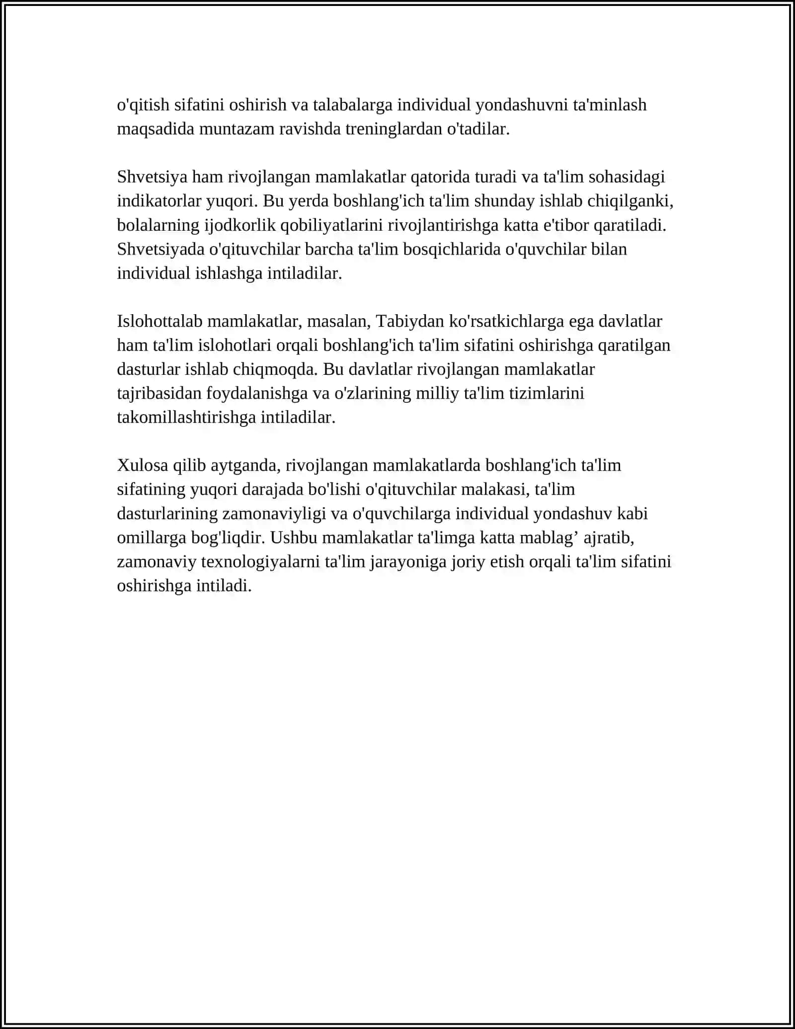 RIVOJLANGAN MAMLAKATLARDA BOSHLANG'ICH TA'LIM TIZIMI 4