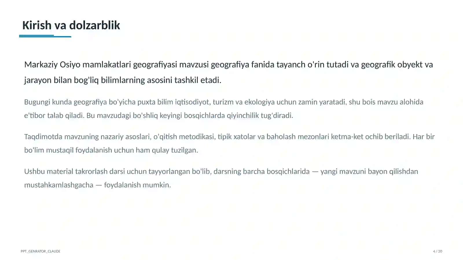 Markaziy Osiyo mamlakatlari geografiyasi (11-sinf) 4