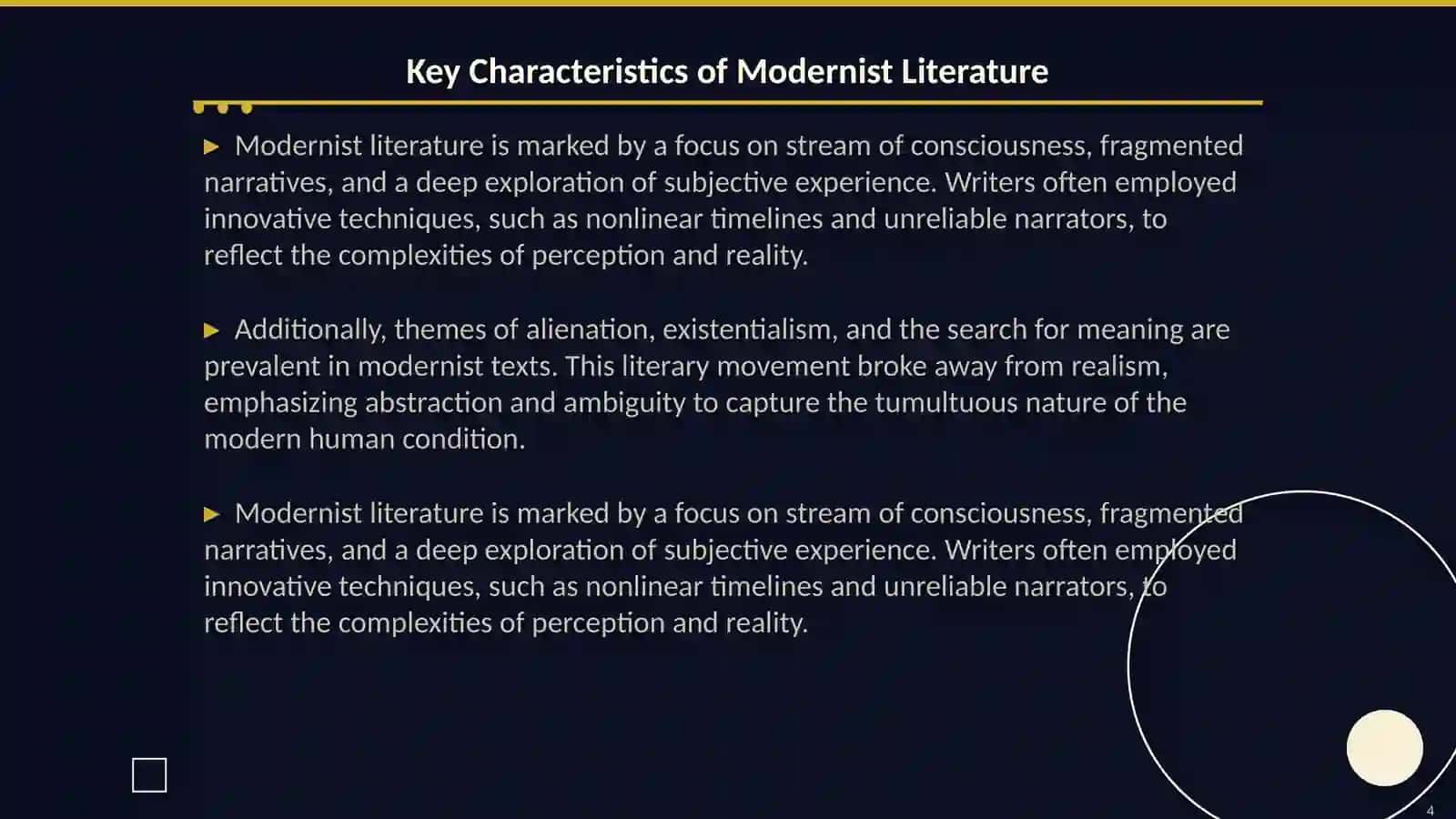 Modern period of language and literature and Virginia Woolf 4