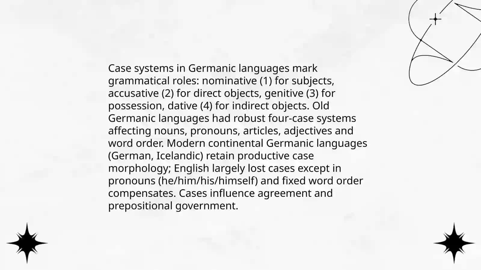 Basic grammatical features of Germanic languages 4