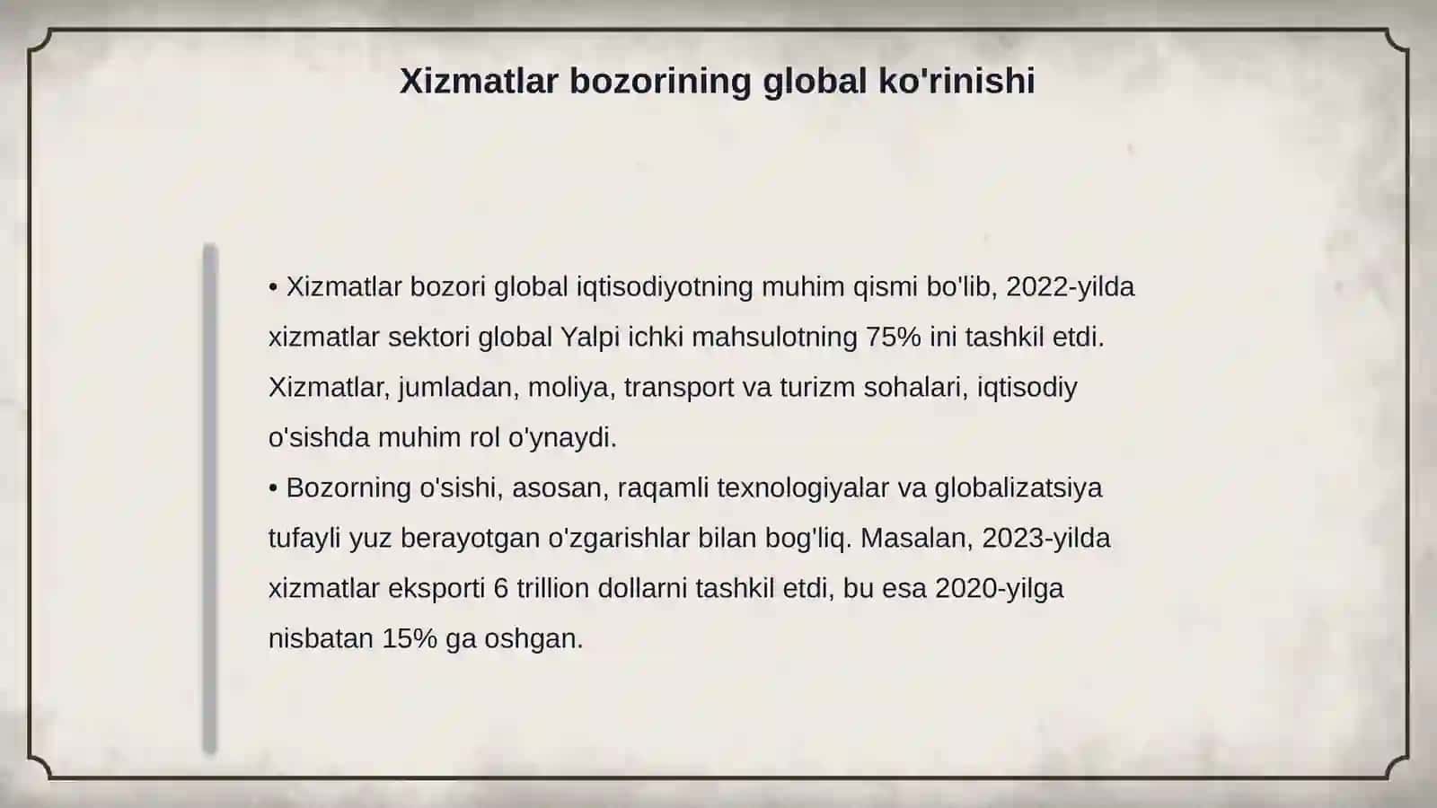 Xalqaro servis logistikasida xalqaro xizmatlar bozori 4