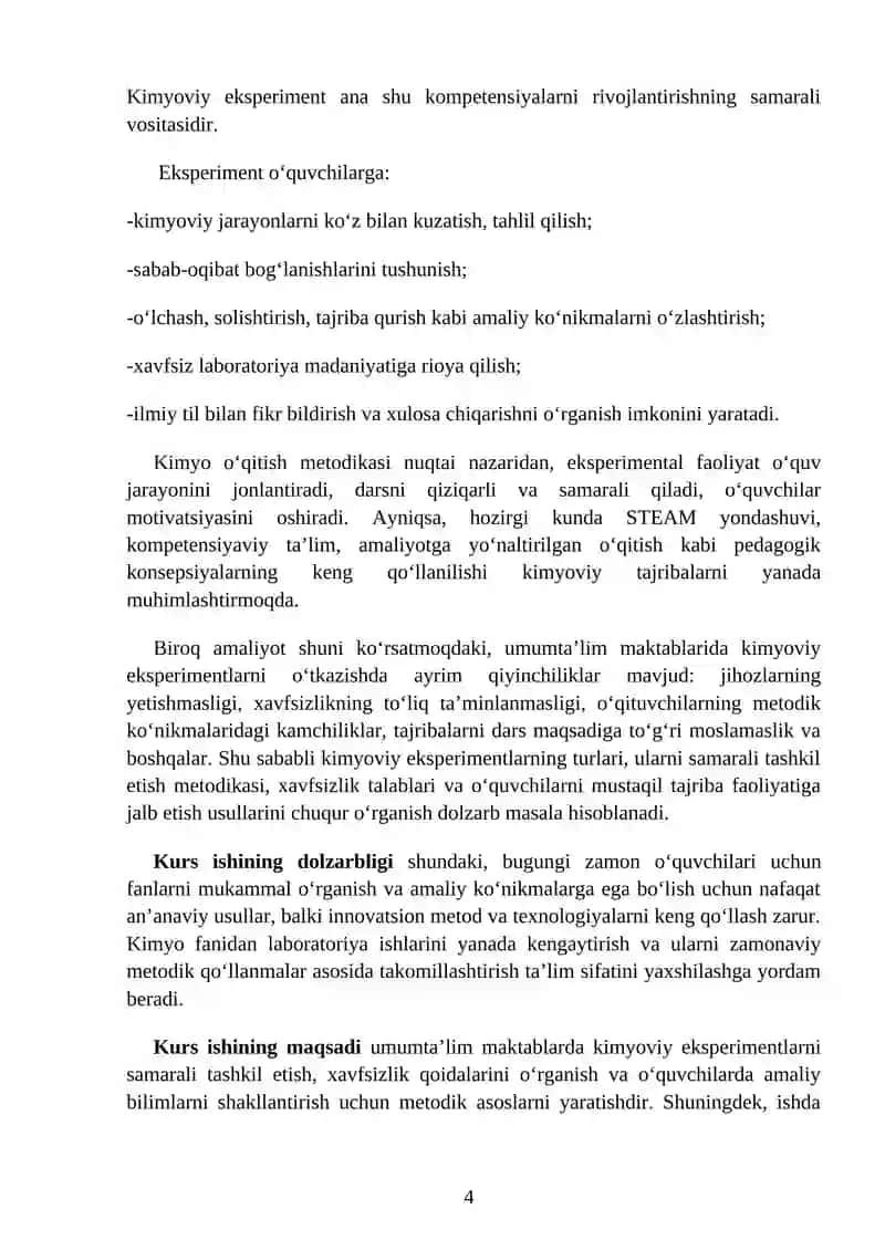 Umumta’lim maktabda o’tkaziladigan kimyoviy eksperimentlar metodikasi 4