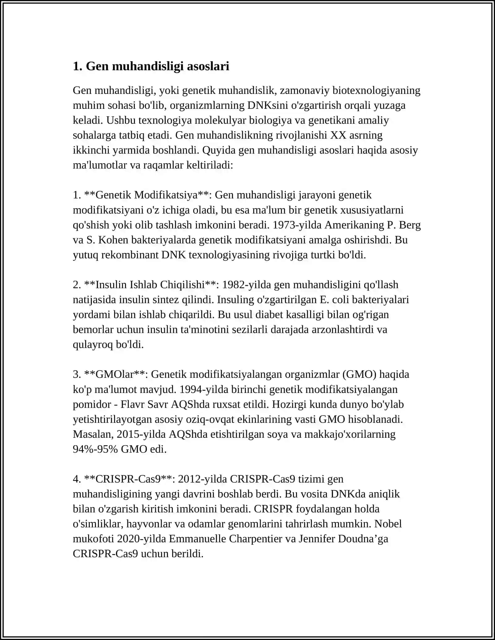 GEN INJENERIYASI VA BIOTEXNALOGIYA (GENONUSXA VA EMBRION TRANSPLANTATSIYASI) 4