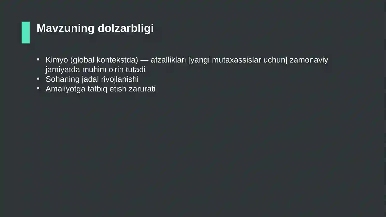 Kimyo (global kontekstda) — afzalliklari [yangi mutaxassislar uchun] 4