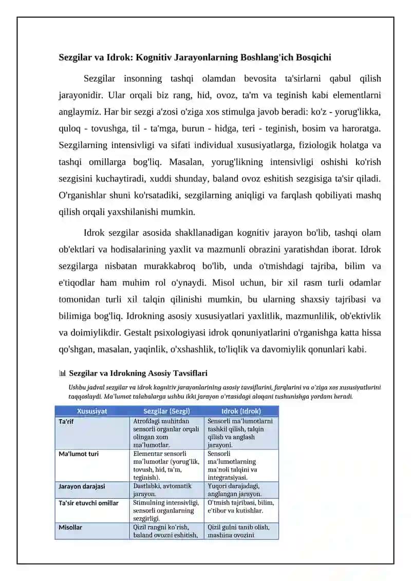Bilish jarayonlarining qisqacha tasnifi 4