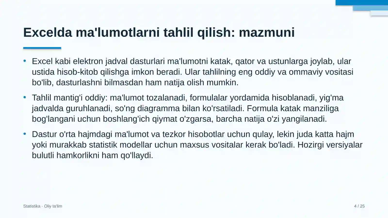 yaylov chorvachiligida excel dasturida ma'lumotlarni tahlil qilish 1509 4