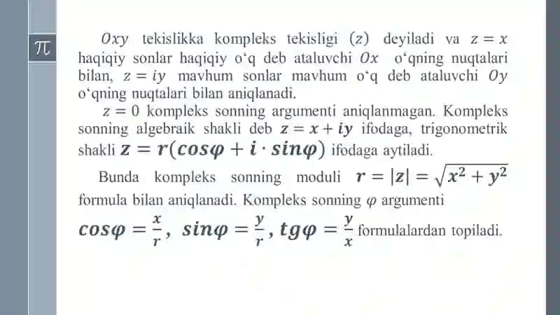 Komplers sonlar va ular ustida amallar 4