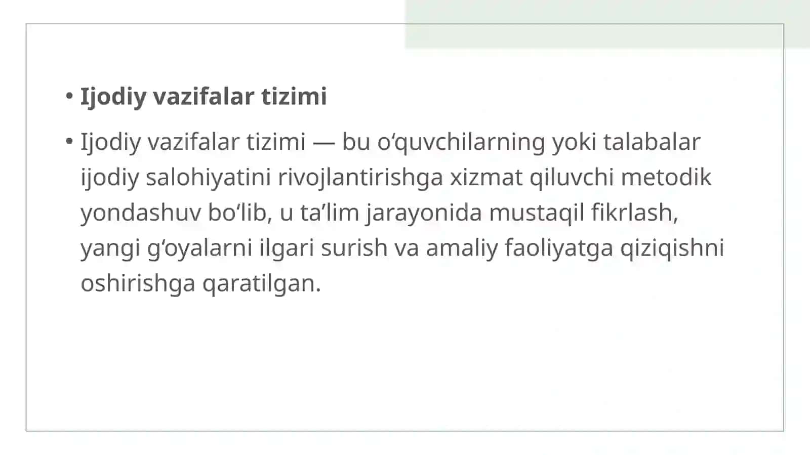 Ijodiy vazifalar tizimi 4