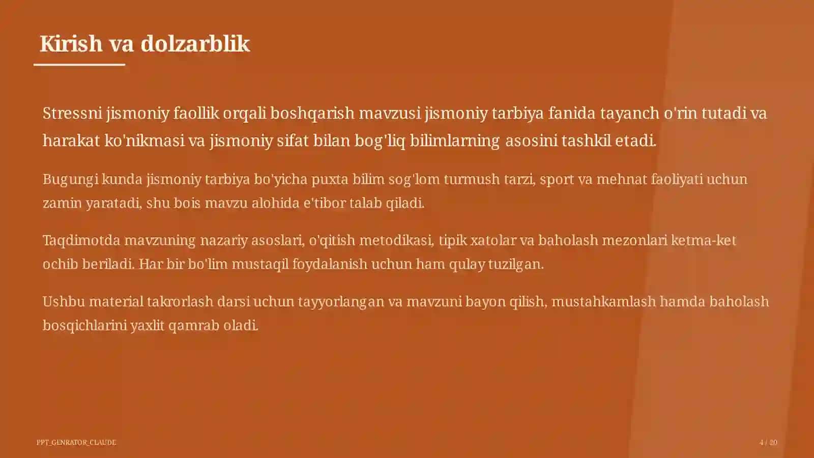 Stressni jismoniy faollik orqali boshqarish (11-sinf) 4