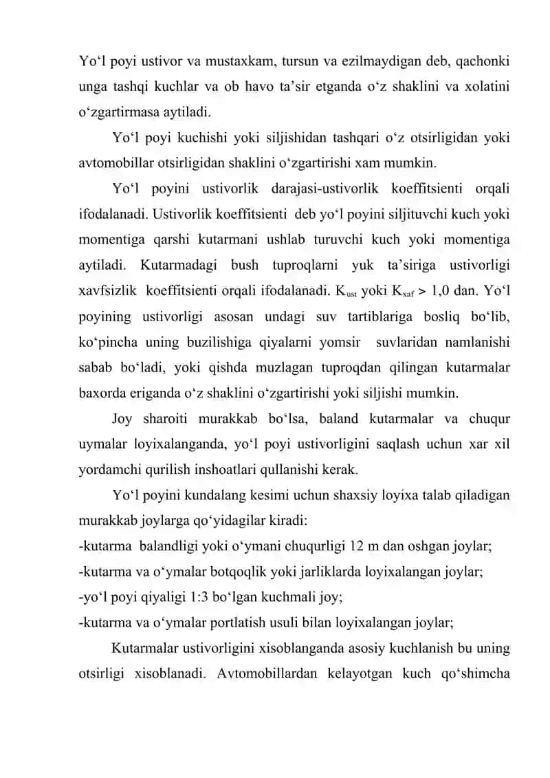 Yo‘l poyi yonbag‘irlarining turg‘unligi 4