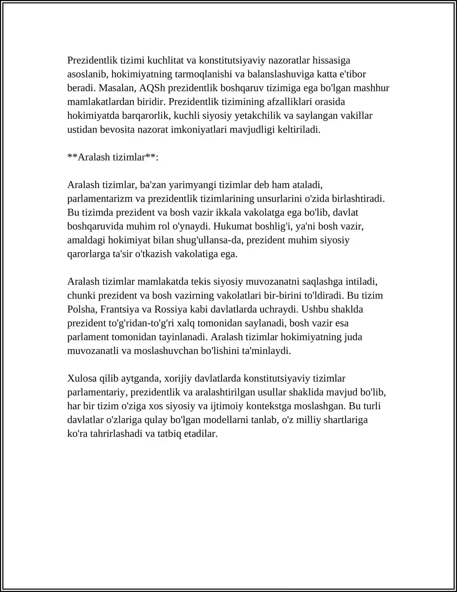 XORIJIY DAVLATLARNING KONSTITUTSIYAVIY TAJRIBASINI O'RGANISH 4