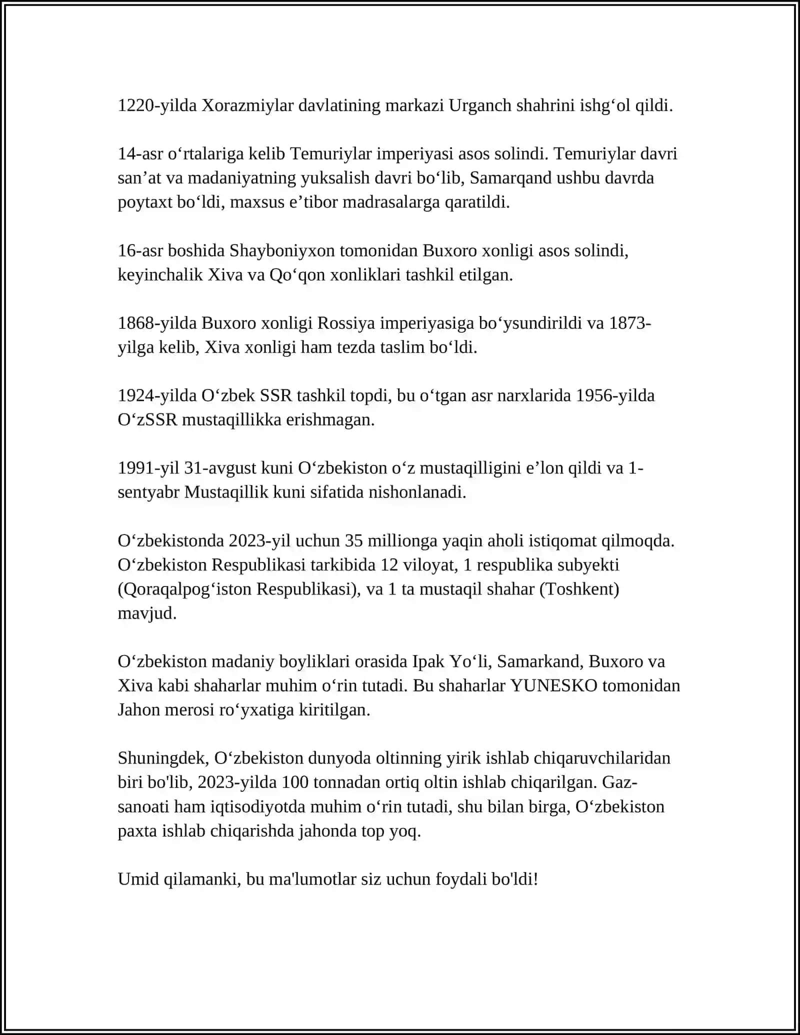 Oʻzbekiston tarixi 4