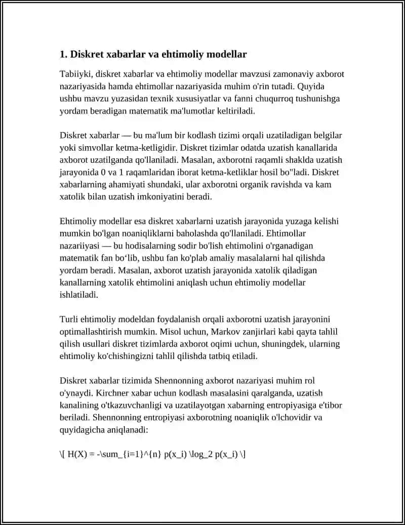 DISKRET XABARLARNI SHOVQINSIZ VA SHOVQINSIZ KANAL ORQALI UZATISH 4