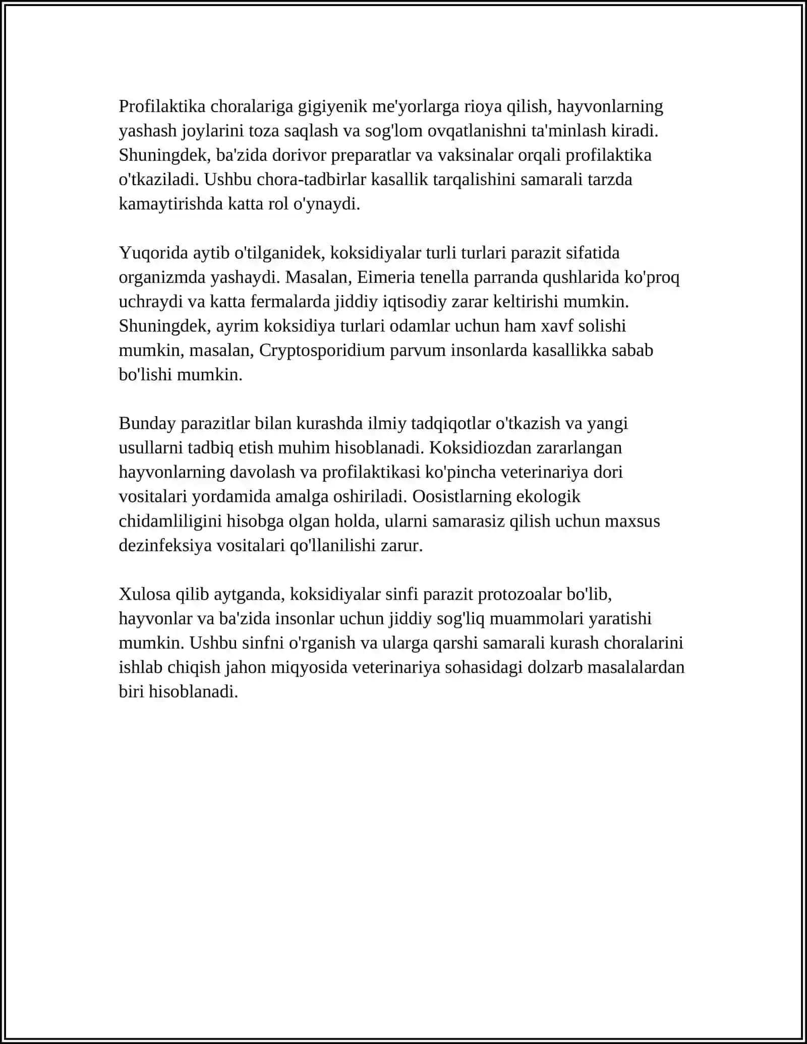 SPORALILAR SINFI. KOKSIDIYALAR TURKUMI 4