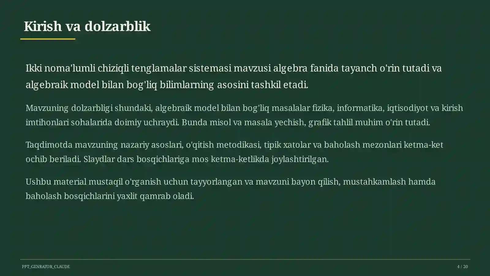 Ikki noma'lumli chiziqli tenglamalar sistemasi (7-sinf) 4