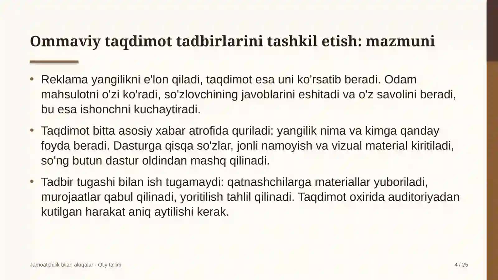 Kosmetika do'konlarida ommaviy taqdimot tadbirlarini tashkil etish 4