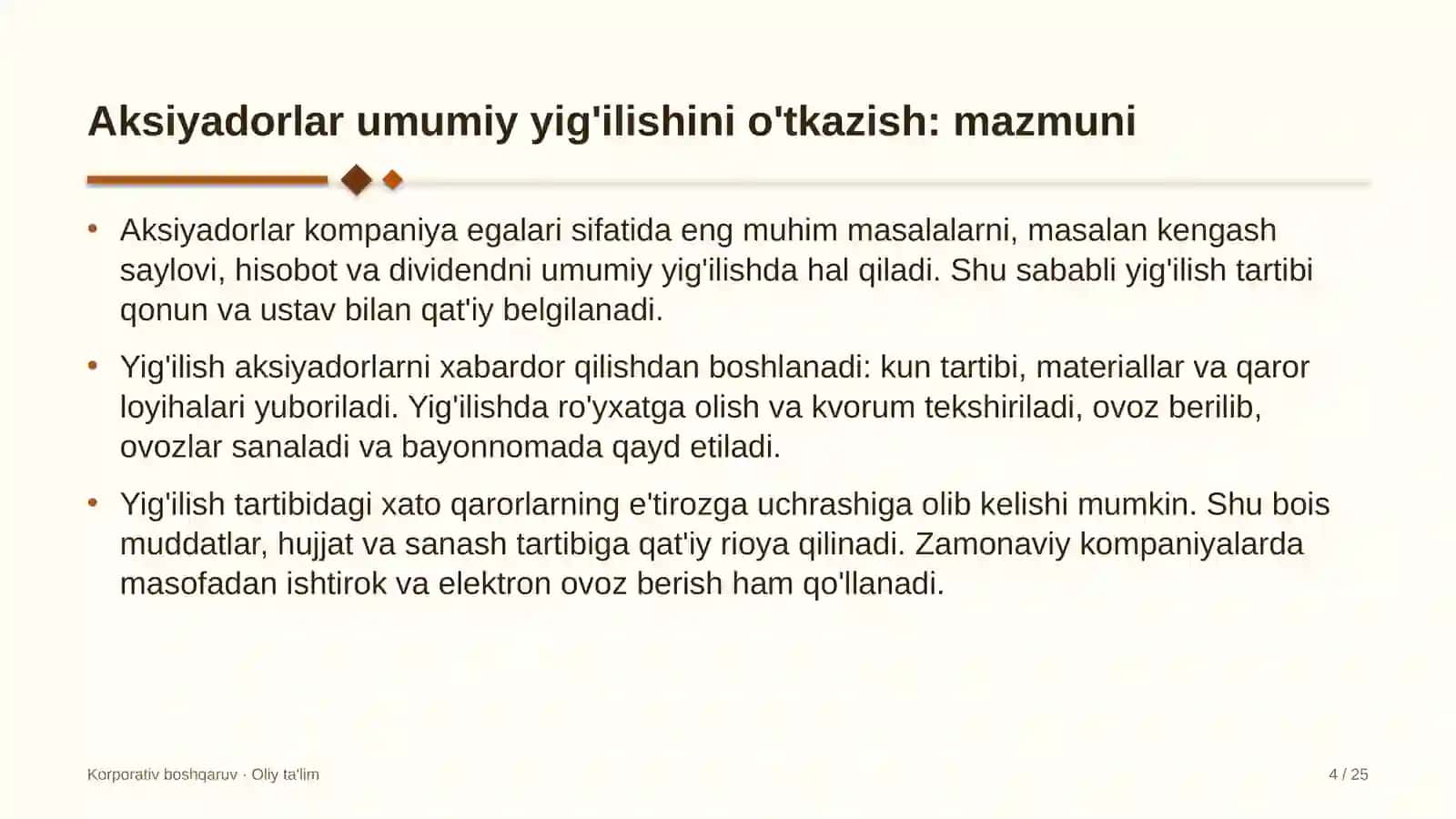 Faktoring kompaniyalarida aksiyadorlar umumiy yig'ilishini o'tkazish 4