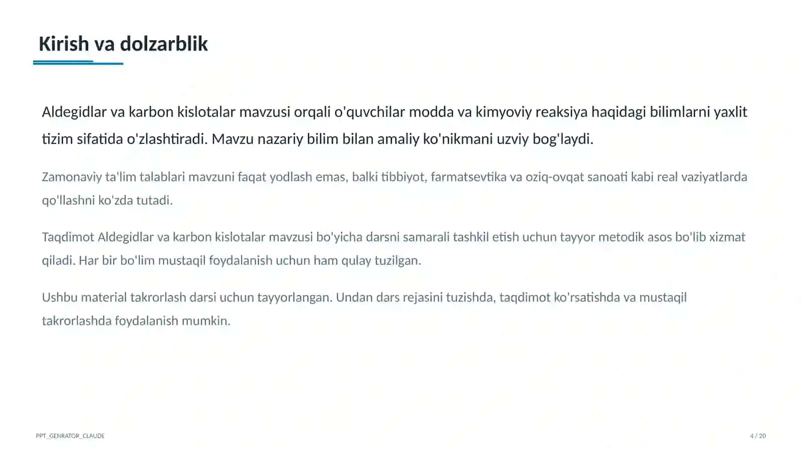 Aldegidlar va karbon kislotalar (10-sinf) 4