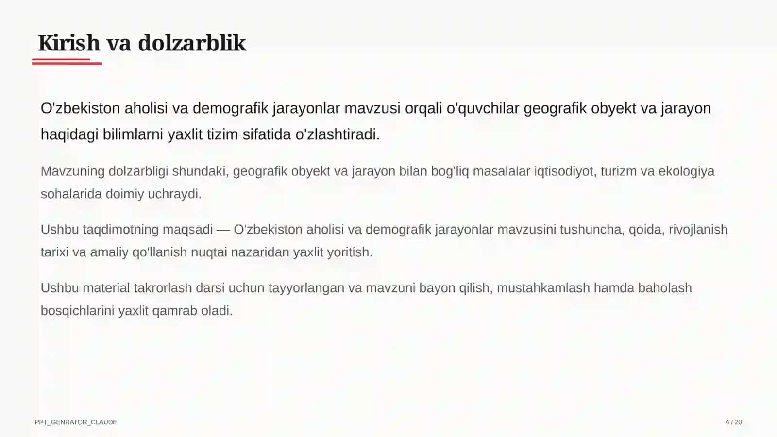 O'zbekiston aholisi va demografik jarayonlar (9-sinf) 4
