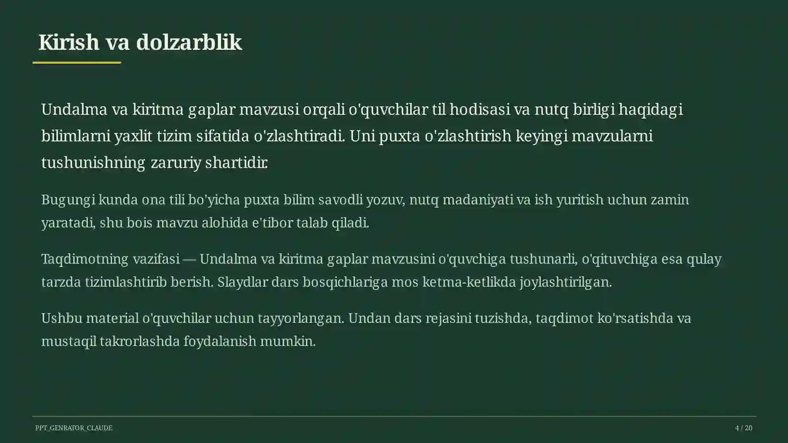 Undalma va kiritma gaplar (8-sinf) 4